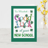 Aangepaste Succes bij New School Four-leaf Clover Kaart (Gele Bloem)