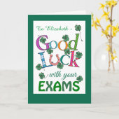 Aangepaste Succes met Examens Vierbladige Klaver Kaart (Gele Bloem)