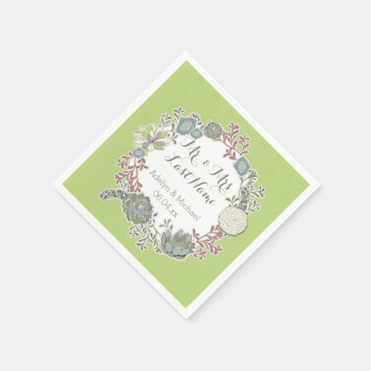 Aangepaste Succulent Krans Trouwpapier Servetten (Hoek)