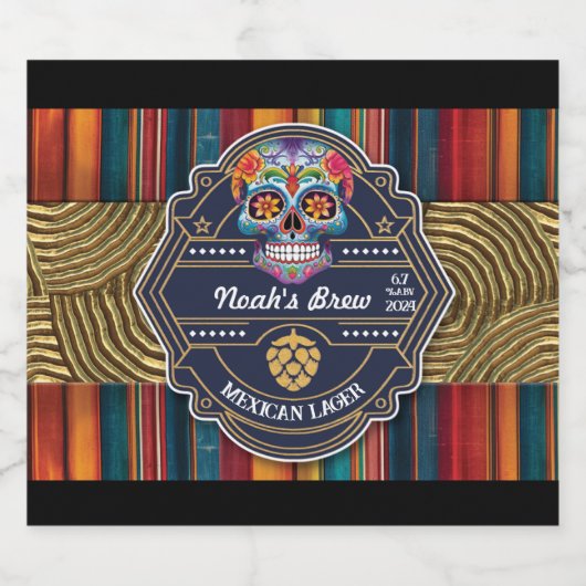 Aangepaste suiker schedel Mexicaanse Cinco de Mayo Bier Etiket (Enkel label)