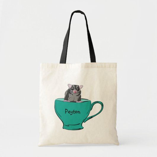 Aangepaste suikerglider in een groene Teacup Tote Bag (Voorkant)