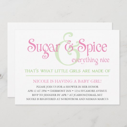 Aangepaste suikerindustrie en speciale babyvoeding kaart (Voorkant / Achterkant)