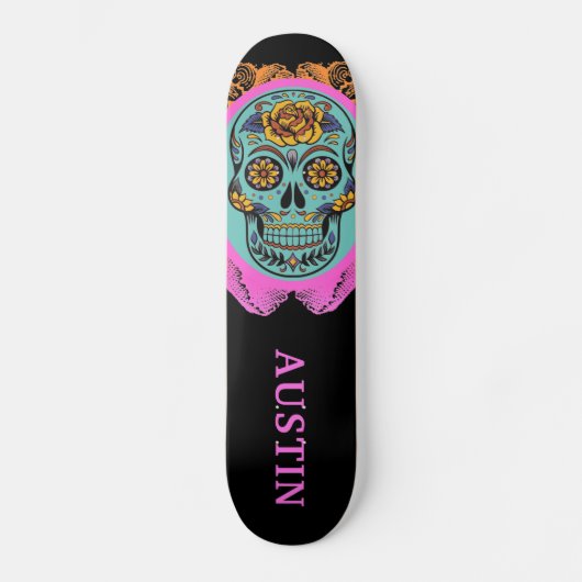Aangepaste suikerschedel persoonlijk skateboard (Voorkant)