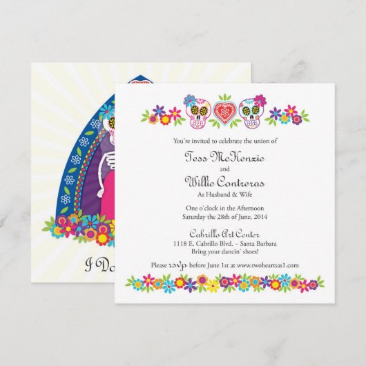 Aangepaste suikerskullen en -bloemen - Gele bollen Kaart (Voorkant / Achterkant)