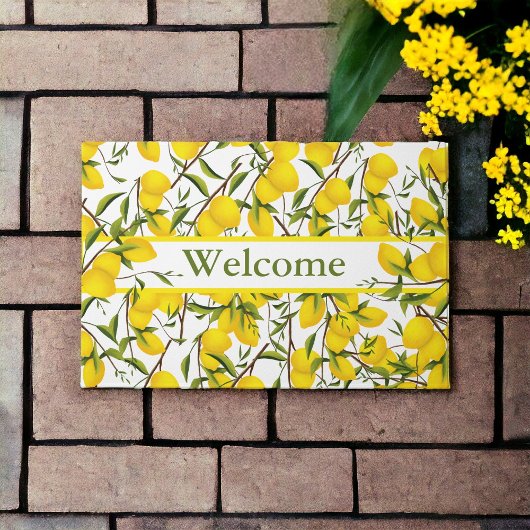 Aangepaste Summery Citrus Lemon Tree Branches Deurmat