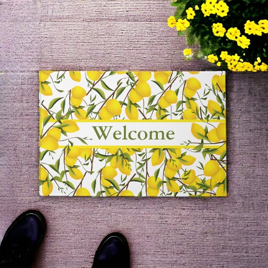 Aangepaste Summery Citrus Lemon Tree Branches Deurmat