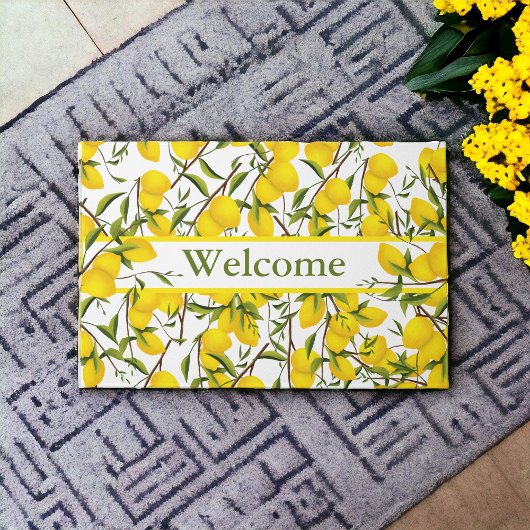 Aangepaste Summery Citrus Lemon Tree Branches Deurmat