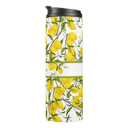 Aangepaste Summery Citrus Lemon Tree Branches Thermosbeker (Geroteerd rechts)