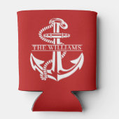 Aangepaste summiere witte anchor op donkerrood blikjeskoeler (Achterkant)