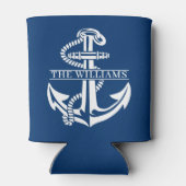 Aangepaste summiere witte anchor op marineblauw blikjeskoeler (Achterkant)