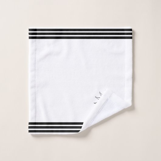 Aangepaste Sun-maan en drie zwarte strepen op wit Bad Handdoek (Wasdoekje)