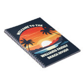 Aangepaste Sunrise Palm Trees Beach House Gast Notitieboek (Rechterzijde)