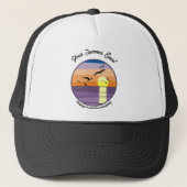 Aangepaste Sunset Beach · Evenement & Merktekst Trucker Pet (Voorkant)