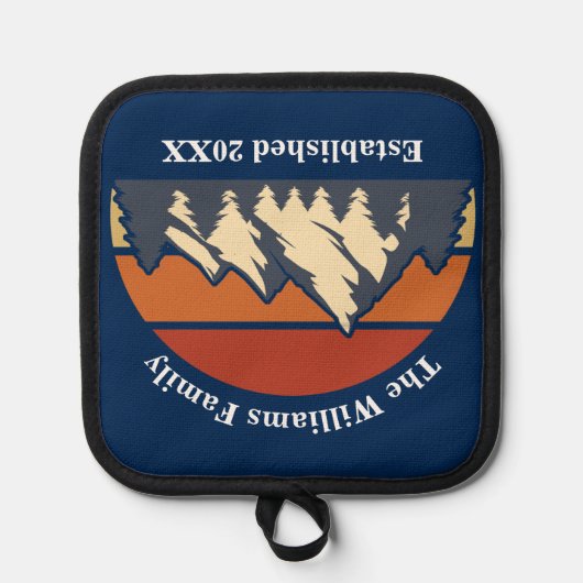 Aangepaste Sunset Family Home Blue Log Cabin Pannenlap (Voorkant)