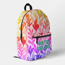 Aangepaste Sunset Leaf Ombre kleurrijke jouw tekst Bedrukte Rugzak