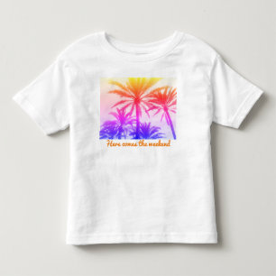 Aangepaste Sunset Palm Tree T-Shirt – Weekend Vibe
