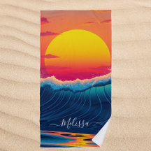 Aangepaste Sunset Wave Strandlaken -