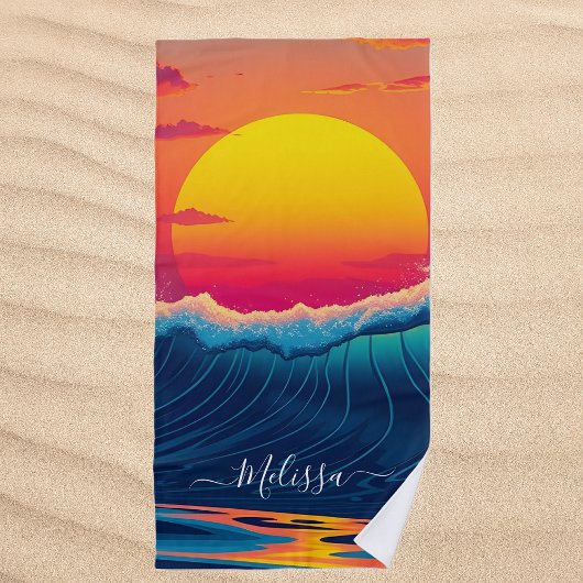Aangepaste Sunset Wave Strandlaken -