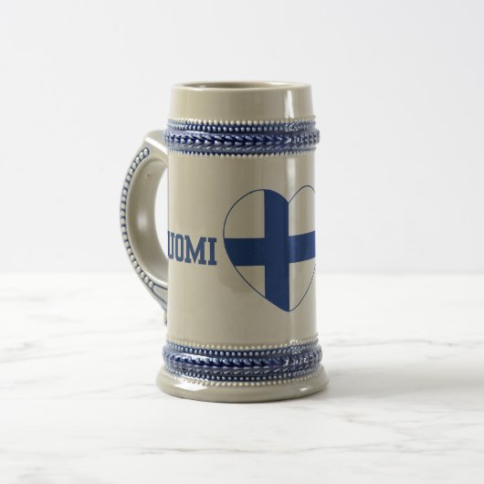 Aangepaste SUOMI FINLAND-mok - kies stijl en kleur Bierpul (Voorkant links)