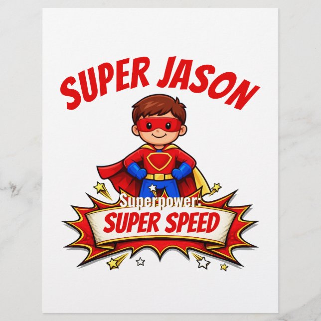 Aangepaste superheldennaam en superkracht voor kin briefhoofd (Voorkant)