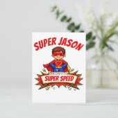 Aangepaste superheldennaam en superkracht voor kin briefkaart (Staand voorkant)