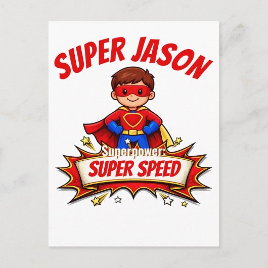 Aangepaste superheldennaam en superkracht voor kin briefkaart (Voorkant)