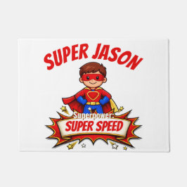Aangepaste superheldennaam en superkracht voor kin deurmat