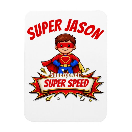 Aangepaste superheldennaam en superkracht voor kin magneet (Verticaal)