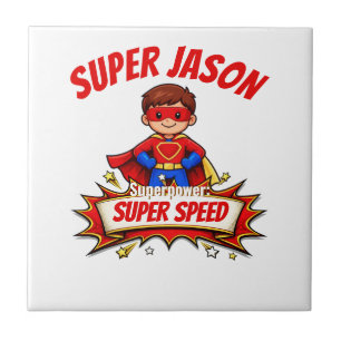 Aangepaste superheldennaam en superkracht voor kin tegeltje