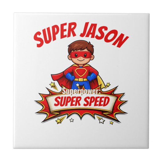 Aangepaste superheldennaam en superkracht voor kin tegeltje (Voorkant)