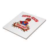 Aangepaste superheldennaam en superkracht voor kin tegeltje (Zijkant)