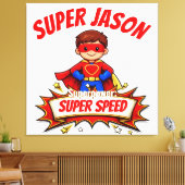 Aangepaste Superheldennaam voor Kinderen Canvas Afdruk (Insitu (Woonkamer))