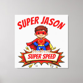 Aangepaste Superheldennaam voor Kinderen Canvas Afdruk