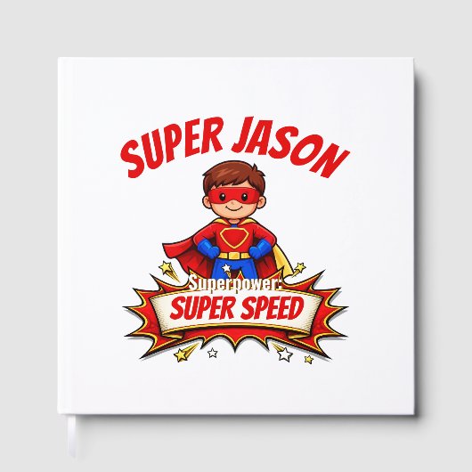 Aangepaste superheldennaam voor kinderen gastenboek (Voorkant)