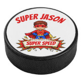 Aangepaste Superheldennaam voor Kinderen Hockey Puck (3/4)
