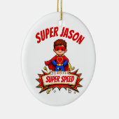 Aangepaste superheldennaam voor kinderen keramisch ornament (Rechts)