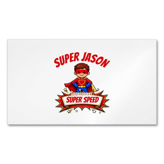 Aangepaste superheldennaam voor kinderen magnetisch visitekaartje (Voorkant)