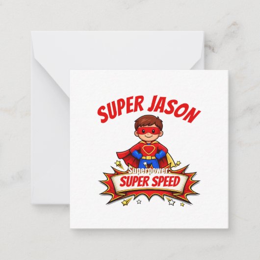 Aangepaste Superheldennaam voor Kinderen Notitiekaartje (Voorkant)