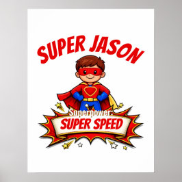 Aangepaste superheldennaam voor kinderen poster