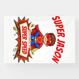 Aangepaste superheldennaam voor kinderen spandoek