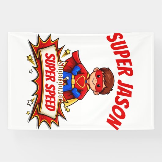 Aangepaste superheldennaam voor kinderen spandoek (Horizontaal)