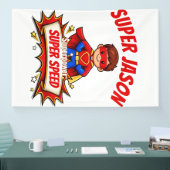 Aangepaste superheldennaam voor kinderen spandoek (Beurs)