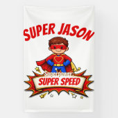 Aangepaste superheldennaam voor kinderen spandoek (Verticaal)