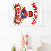Aangepaste superheldennaam voor kinderen spandoek (Insitu)