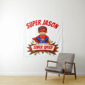 Aangepaste Superheldennaam voor Kinderen Wandkleed (In situ)
