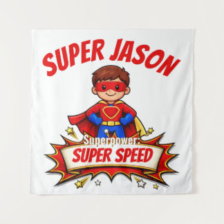 Aangepaste Superheldennaam voor Kinderen Wandkleed