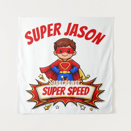 Aangepaste Superheldennaam voor Kinderen Wandkleed (Voorkant)