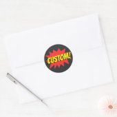 Aangepaste Superhero-uitroep Ronde Sticker (Envelop)