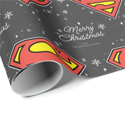 Aangepaste superman Logo kerstsnowflake Cadeaupapier (Rol Hoek)