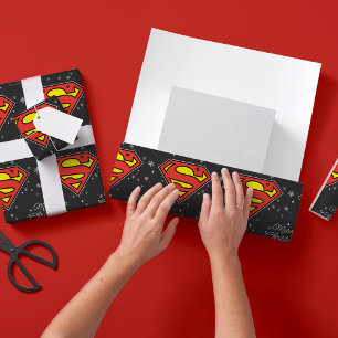 Aangepaste superman Logo kerstsnowflake Cadeaupapier